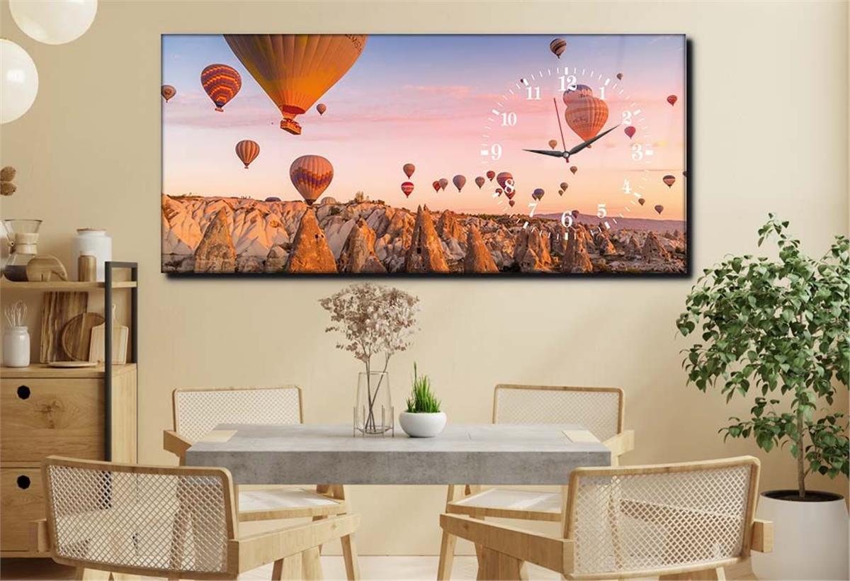 Side-Clock, Art And Nature-Themed Horizontal Glass Wall Painting 079
