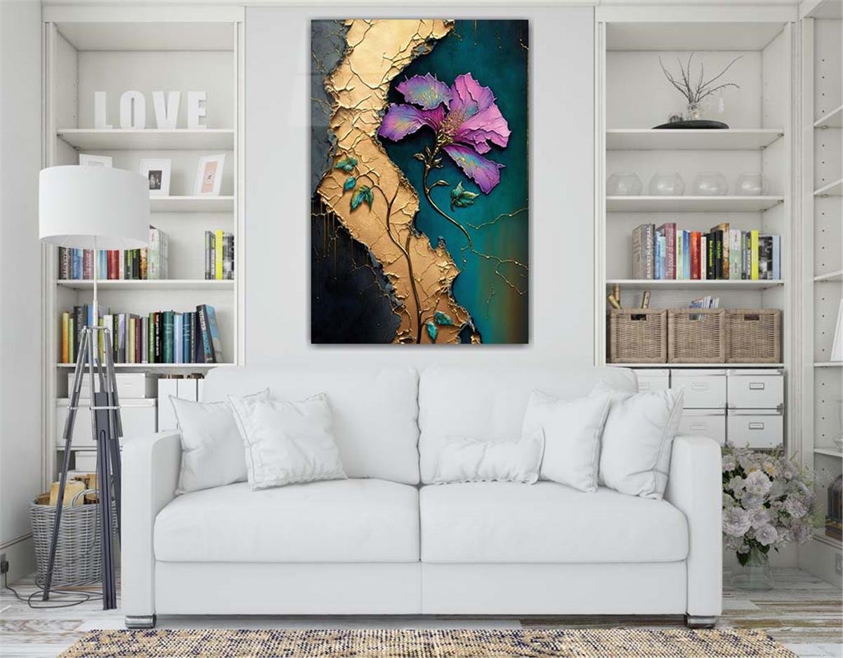 Dikey Sanat Temalı Cam Tablo 319