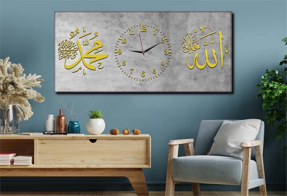 Horizontaal, in Het Midden Voorzien Van Een Klok, Religieus Thema Gehard Glasschilderij 068