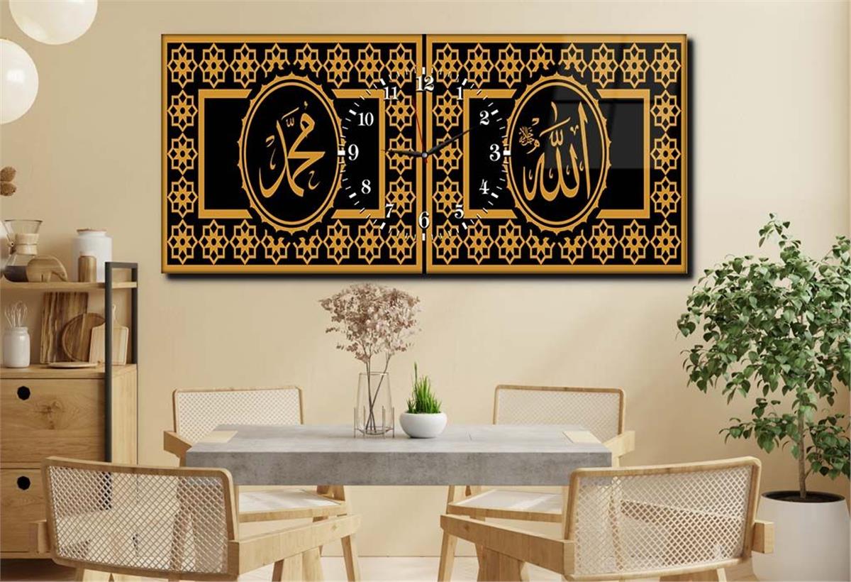 Middle-Clock, Religious-Themed Horizontal Glass Wall Painting 046