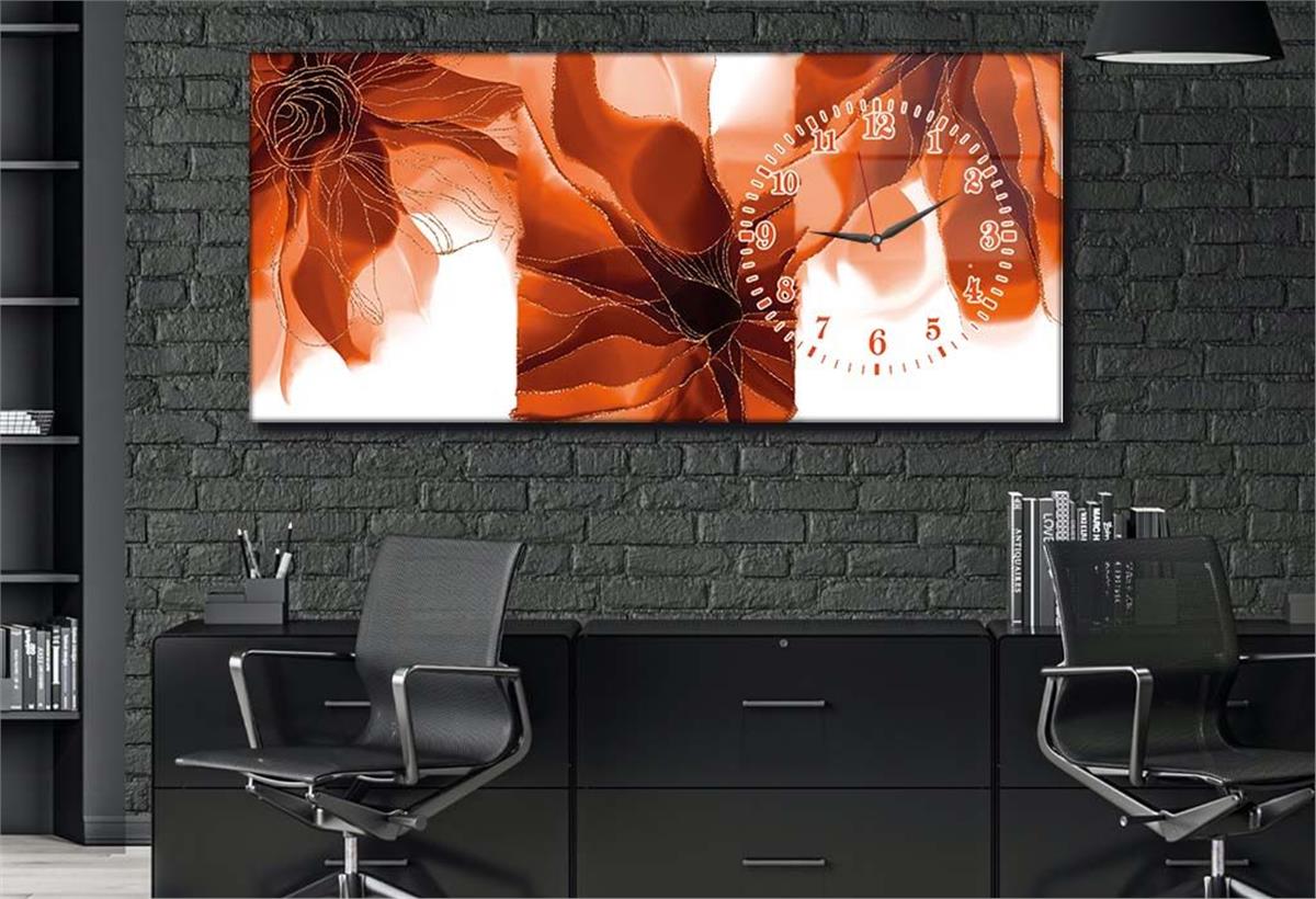 Side-Clock, Art And Nature-Themed Horizontal Glass Wall Painting 102