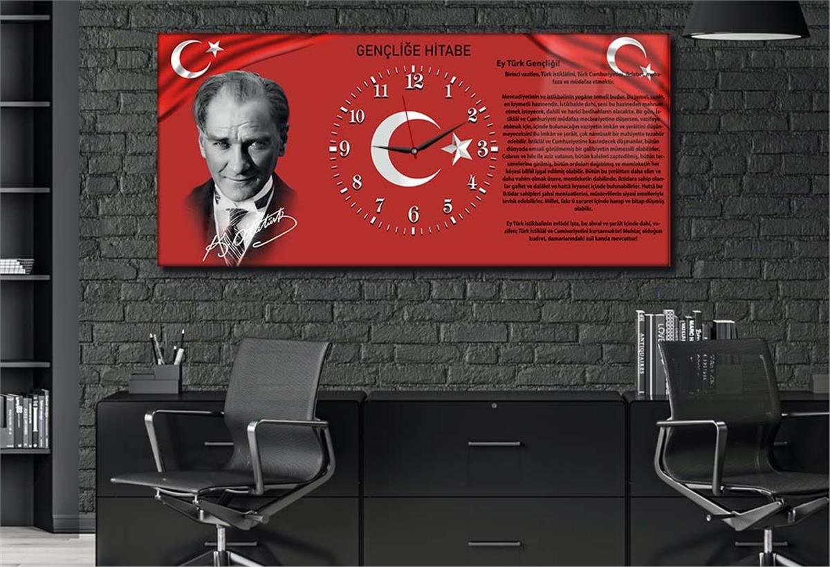 Middle-Clock, Homeland-Themed Horizontal Glass Wall Painting 011