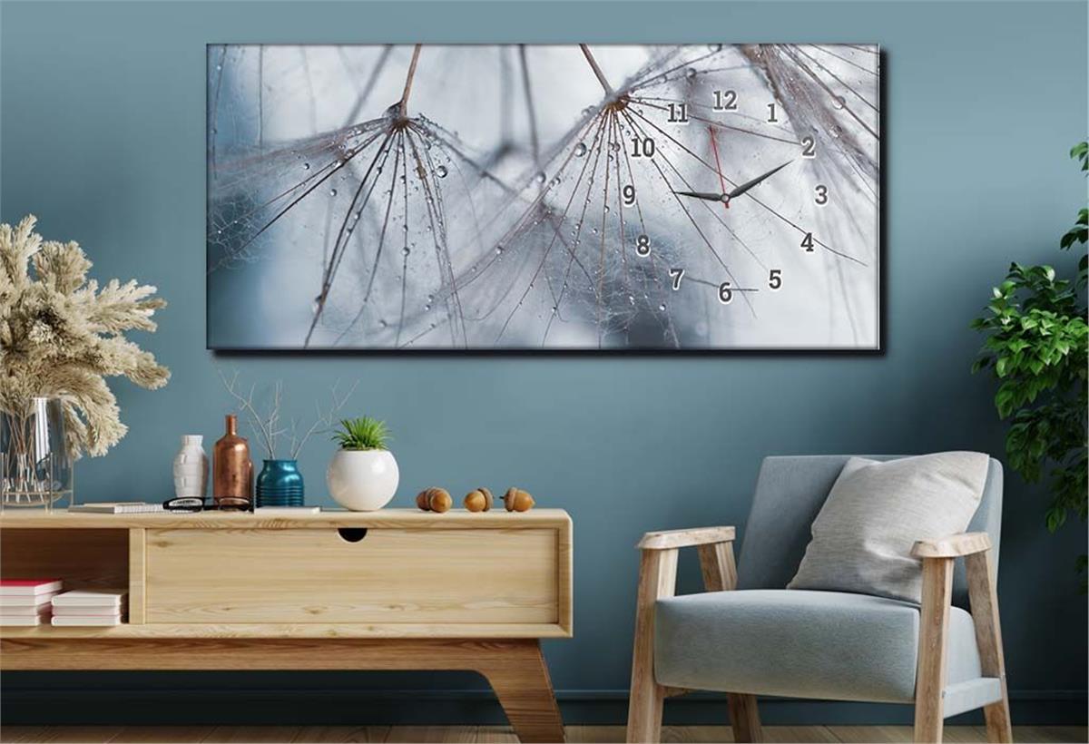 Horizontaal, Aan De Zijkant Voorzien Van Een Klok, Kunst en Natuur Thema Gehard Glasschilderij 117
