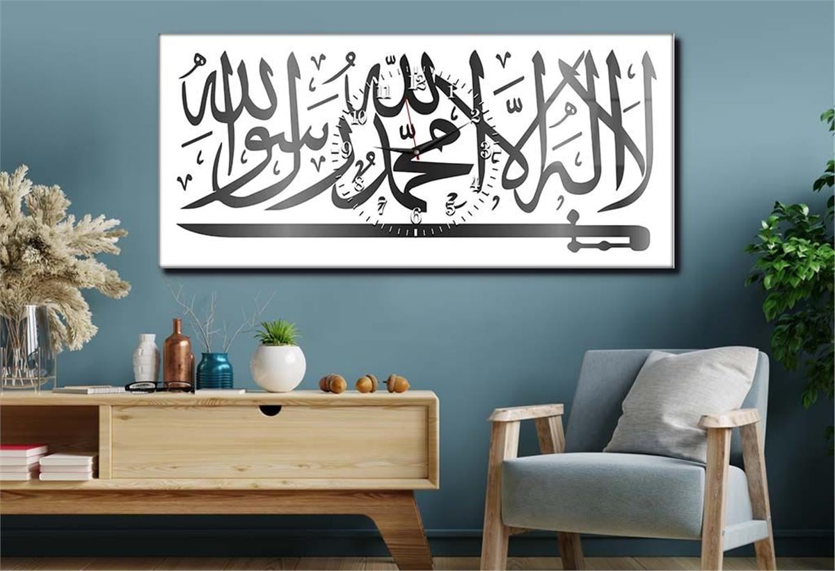 Middle-Clock, Religious-Themed Horizontal Glass Wall Painting 044