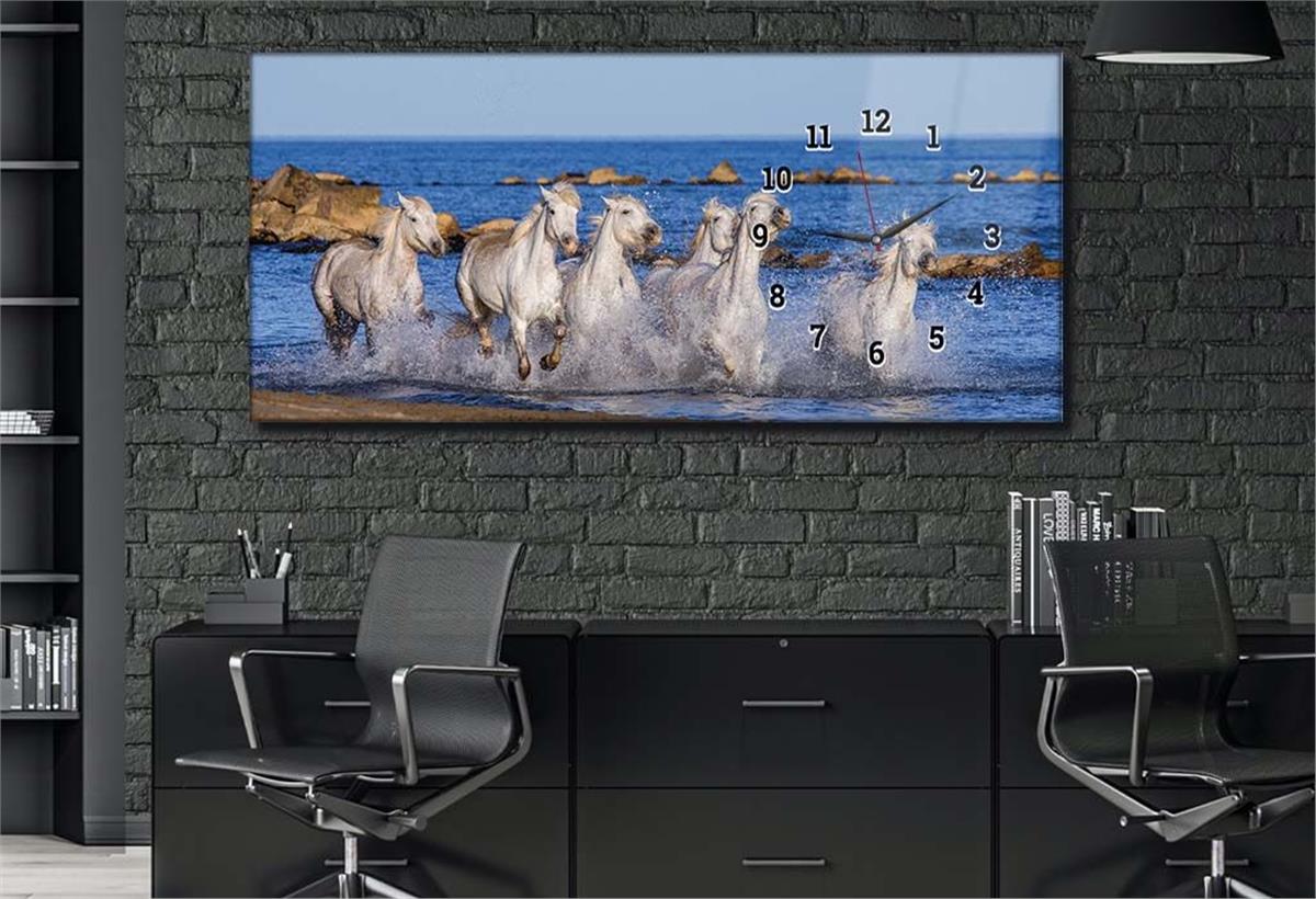 Side-Clock, Art And Nature-Themed Horizontal Glass Wall Painting 132