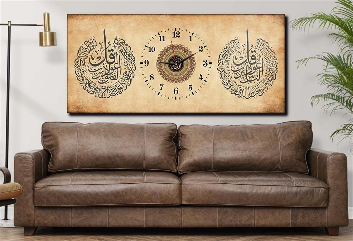 Middle-Clock, Religious-Themed Horizontal Glass Wall Painting 074