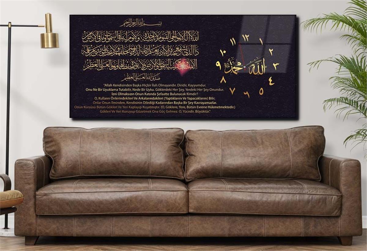 Side-Clock, Religious-Themed Horizontal Glass Wall Painting 022