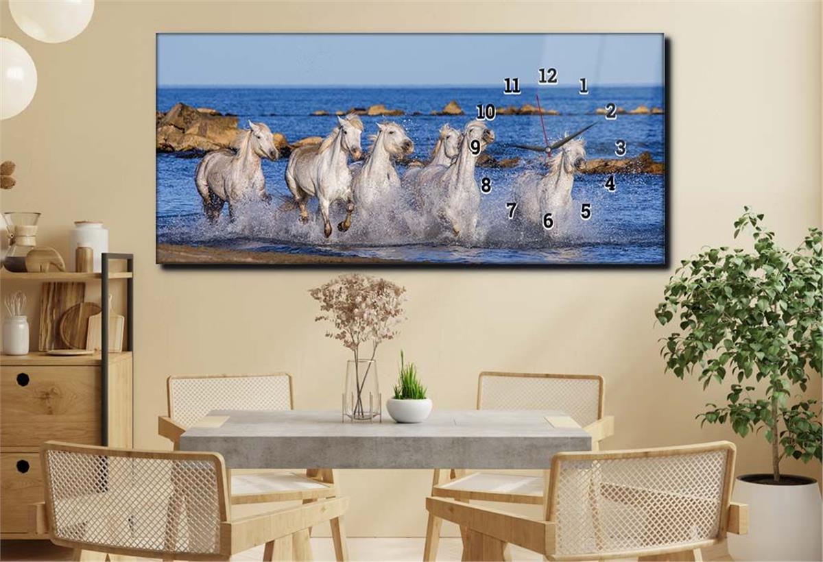 Side-Clock, Art And Nature-Themed Horizontal Glass Wall Painting 132