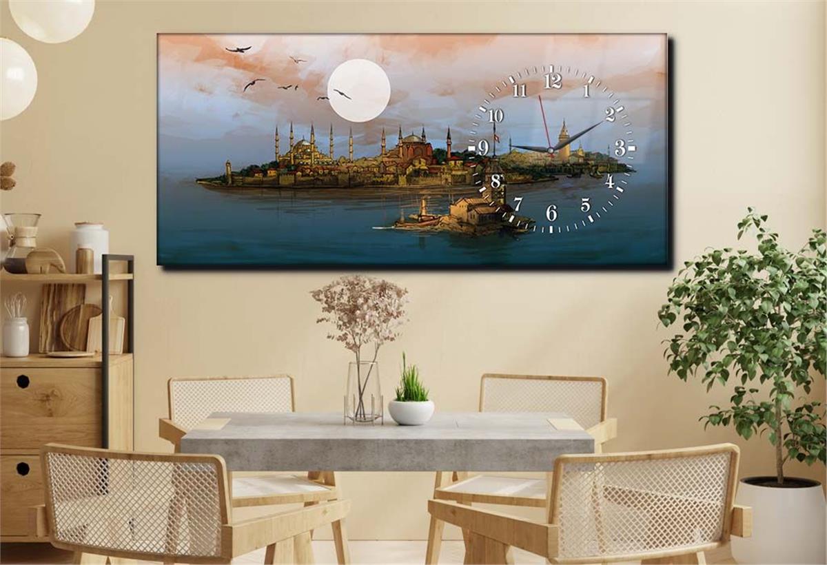 Side-Clock, Religious-Themed Horizontal Glass Wall Painting 002
