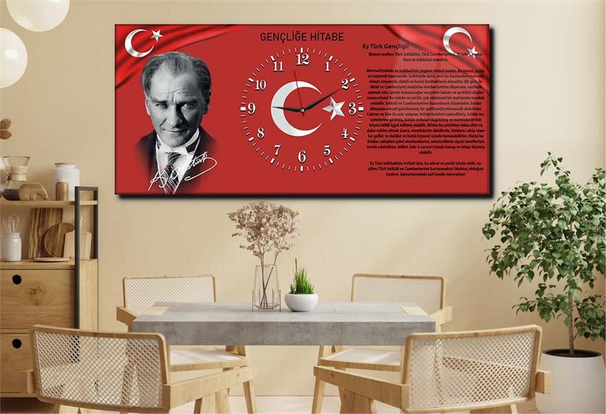 Middle-Clock, Homeland-Themed Horizontal Glass Wall Painting 011