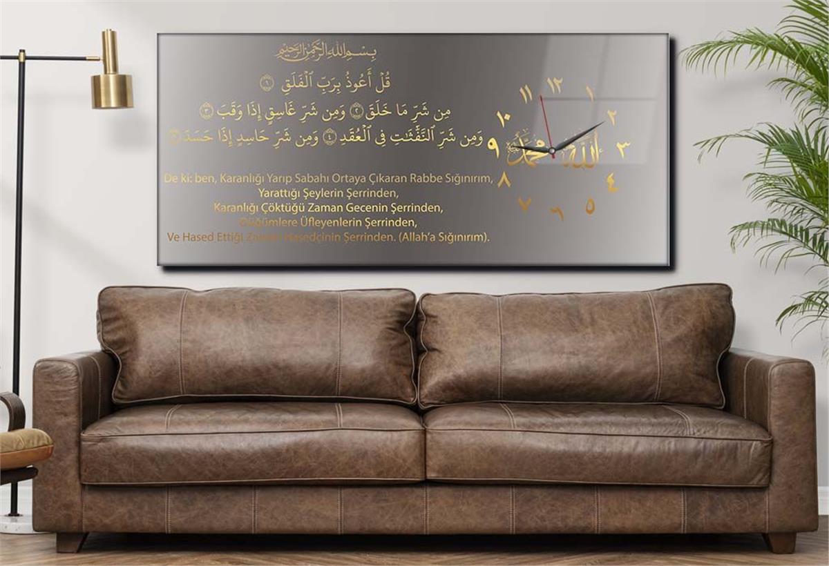 Side-Clock, Religious-Themed Horizontal Glass Wall Painting 015