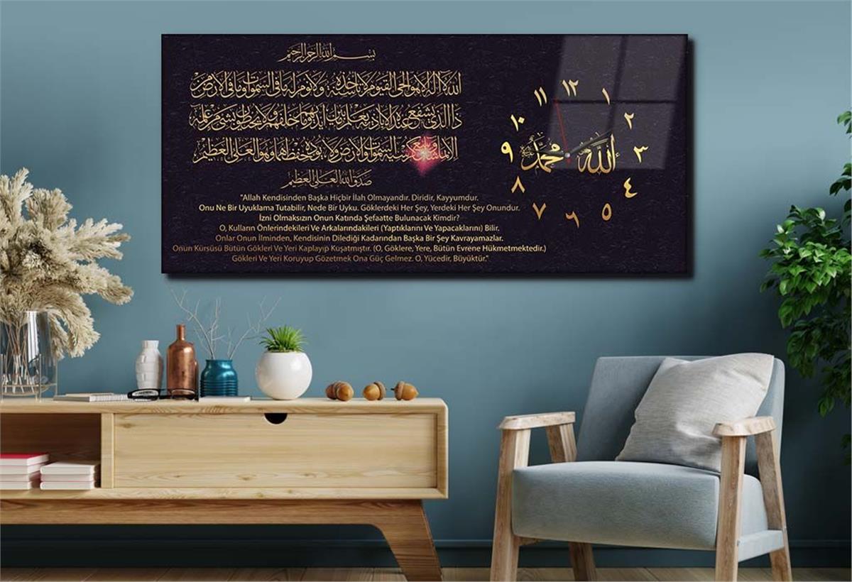 Side-Clock, Religious-Themed Horizontal Glass Wall Painting 022