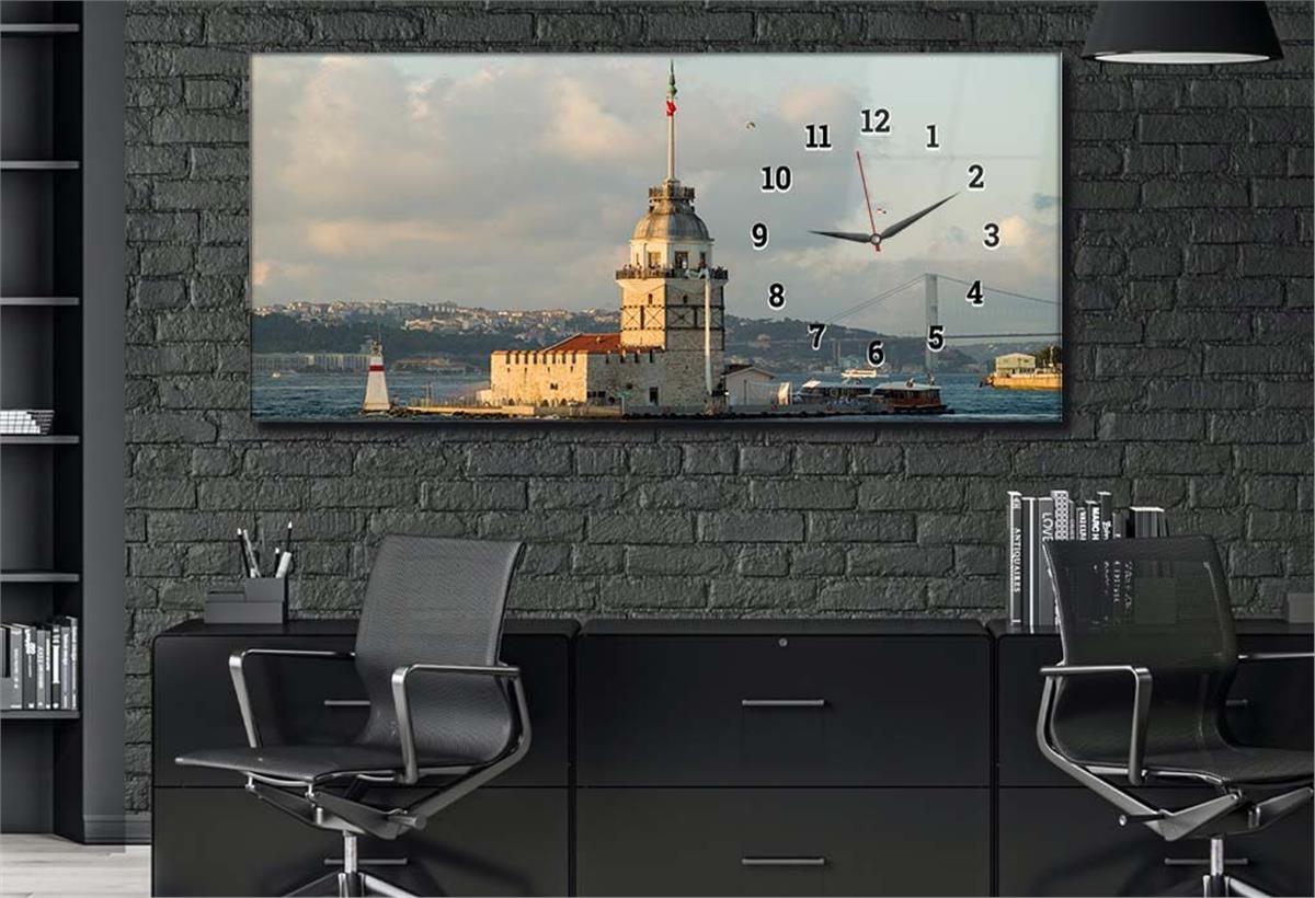 Side-Clock, Art And Nature-Themed Horizontal Glass Wall Painting 136