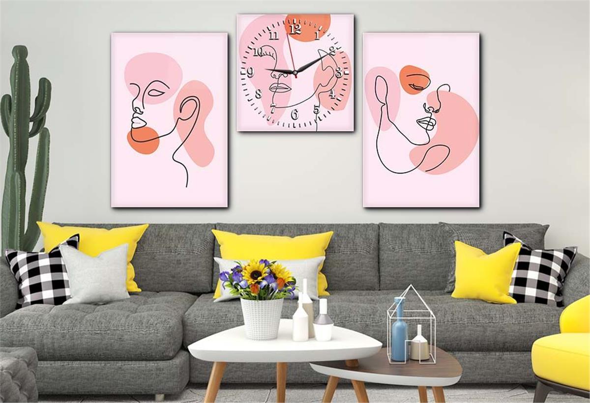 Tempered Glasss Wall Arts Art-Themed Set with Clock