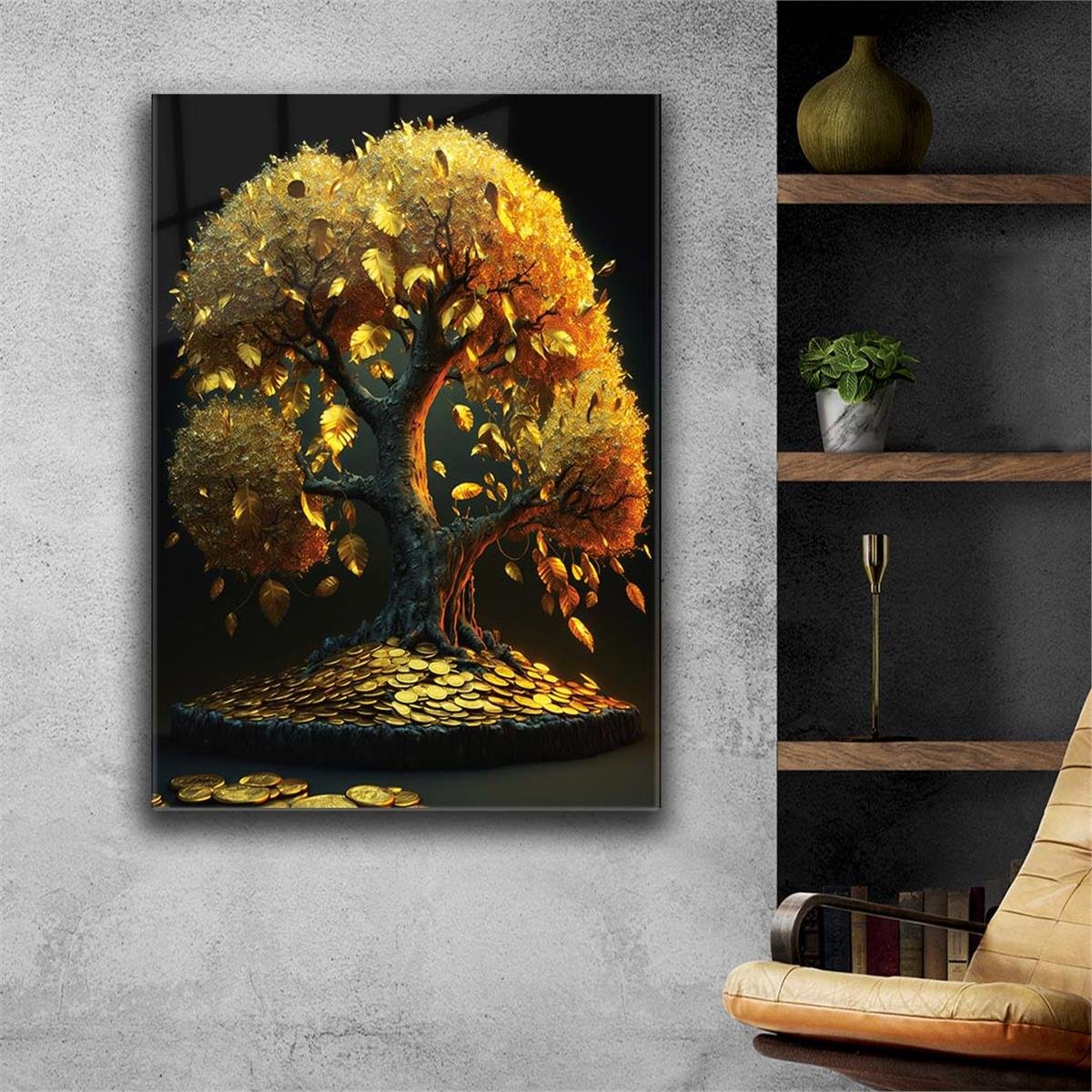 Dikey Doğa Temalı Cam Tablo150