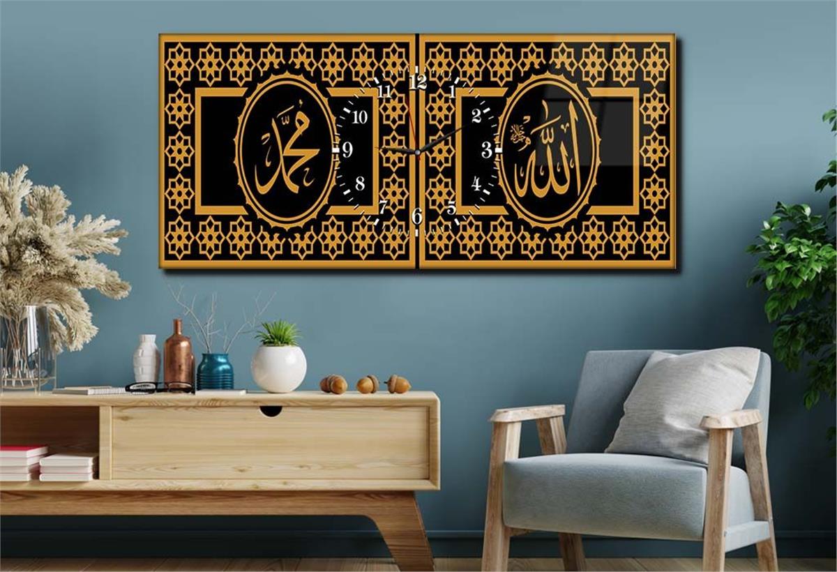 Middle-Clock, Religious-Themed Horizontal Glass Wall Painting 046