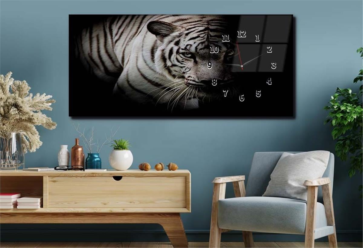 Side-Clock, Art And Nature-Themed Horizontal Glass Wall Painting 134