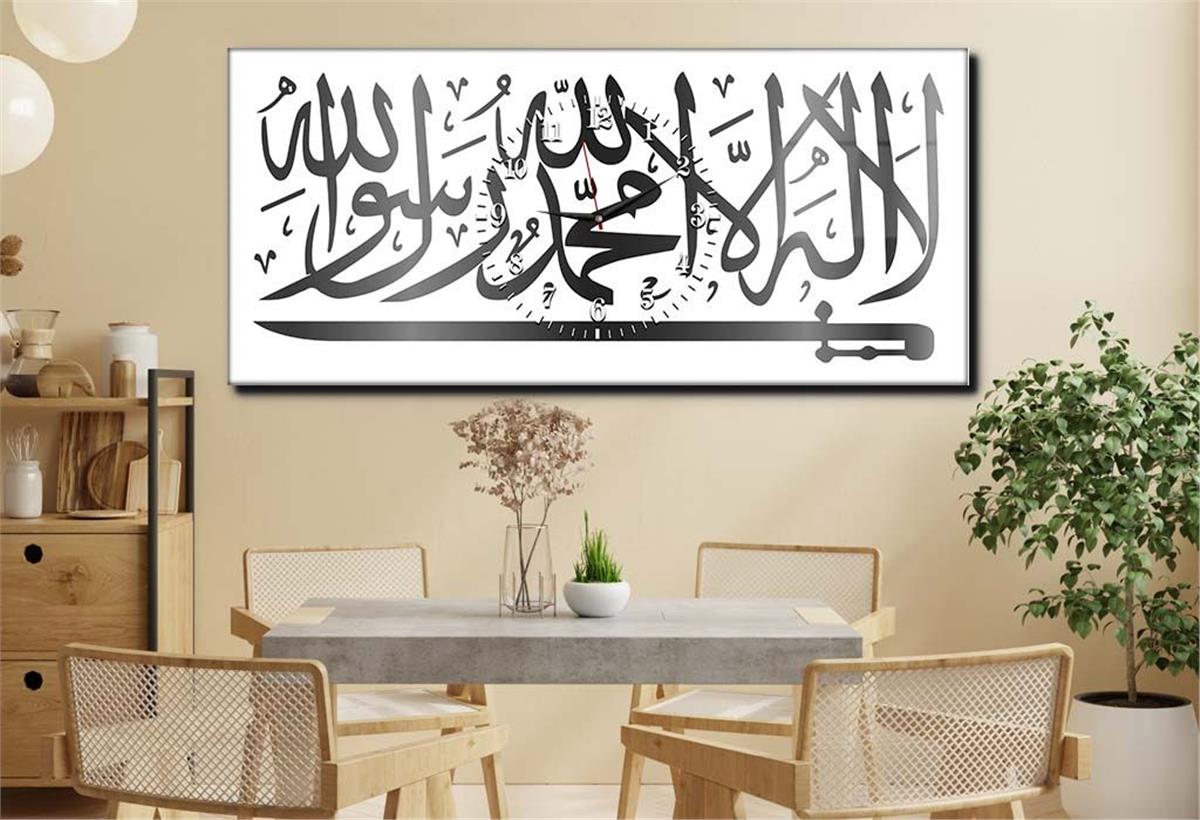 Middle-Clock, Religious-Themed Horizontal Glass Wall Painting 044