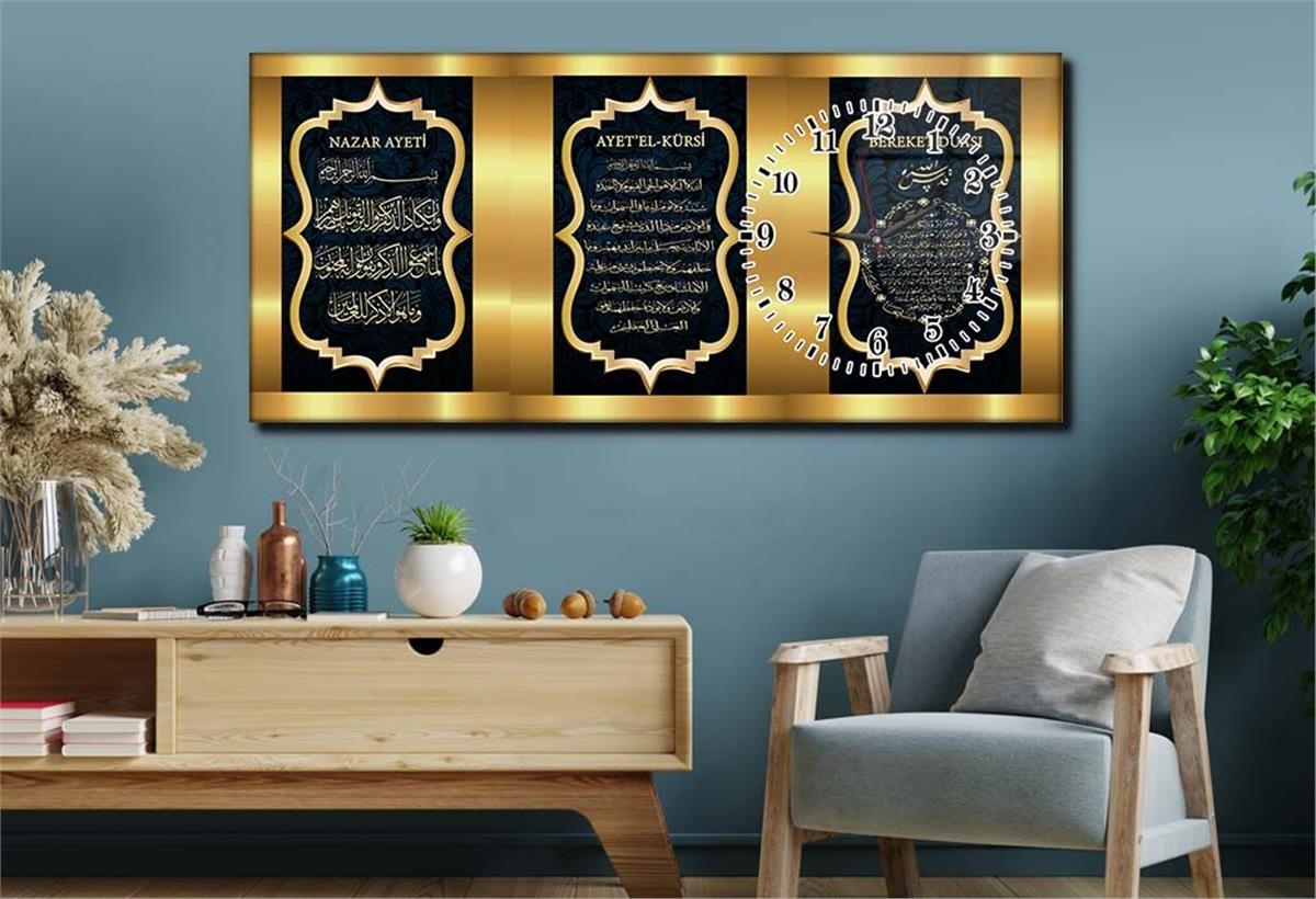 Side-Clock, Religious-Themed Horizontal Glass Wall Painting 042