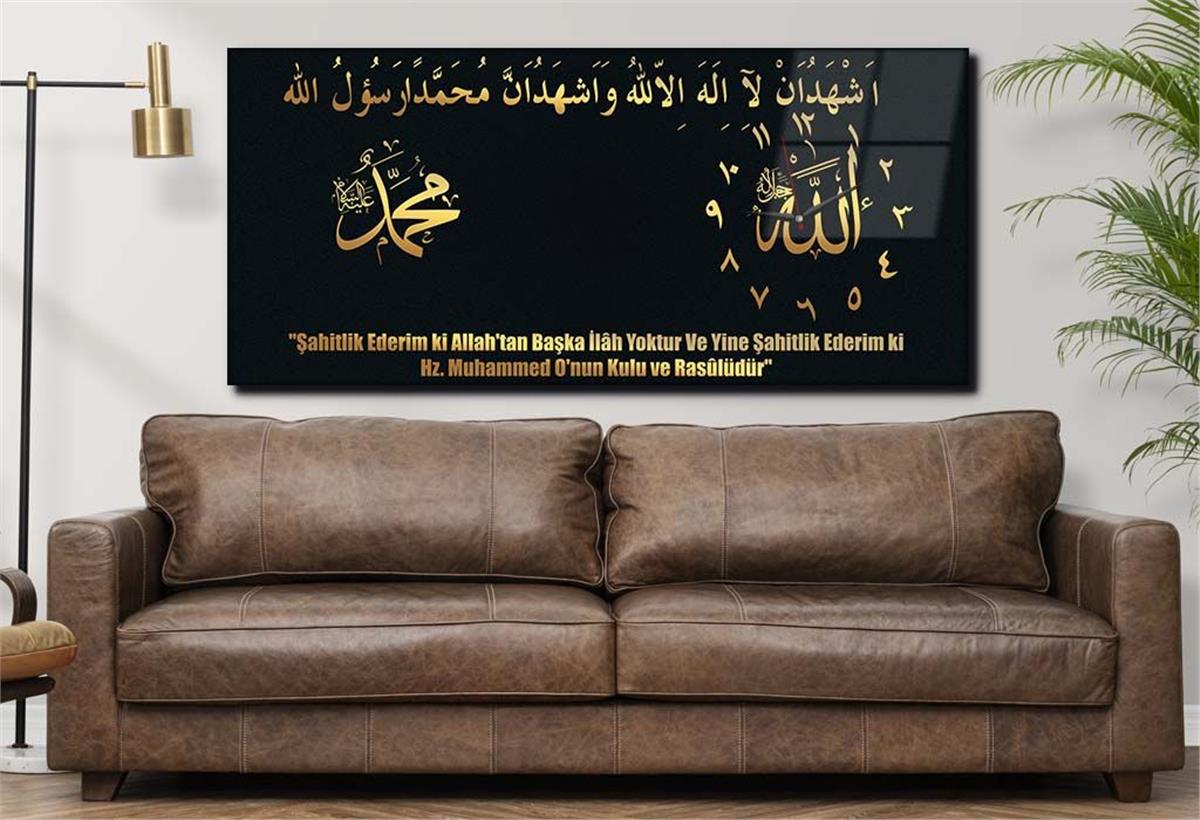 Side-Clock, Religious-Themed Horizontal Glass Wall Painting 009