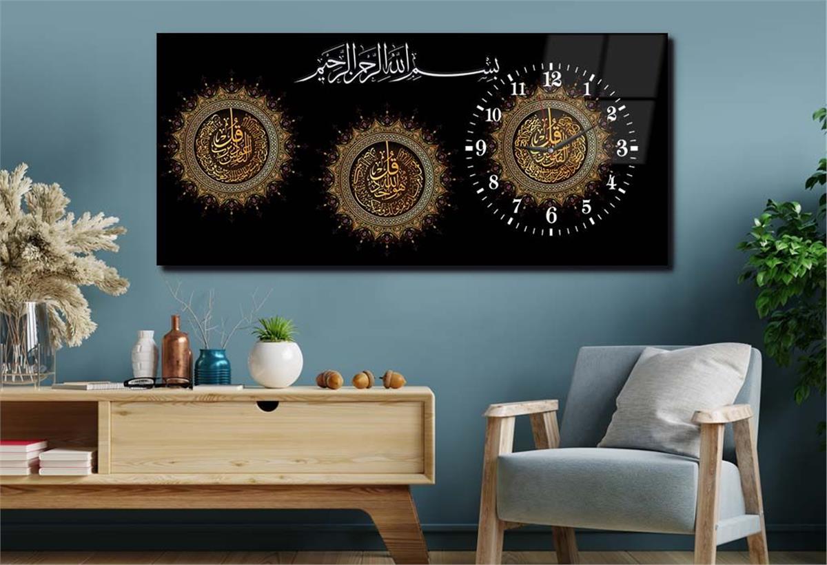 Side-Clock, Religious-Themed Horizontal Glass Wall Painting 054