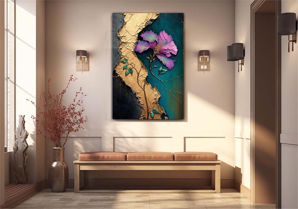 Dikey Sanat Temalı Cam Tablo 319