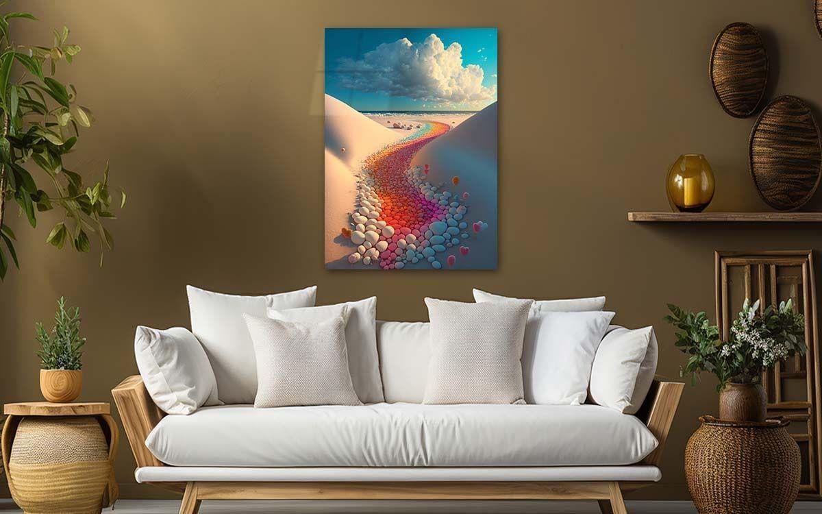 Dikey Sanat Temalı Cam Tablo 306