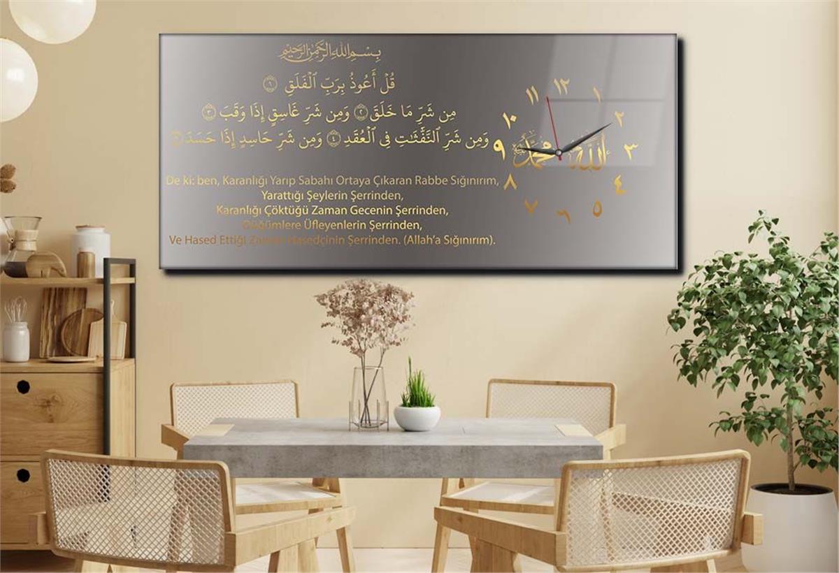 Side-Clock, Religious-Themed Horizontal Glass Wall Painting 015