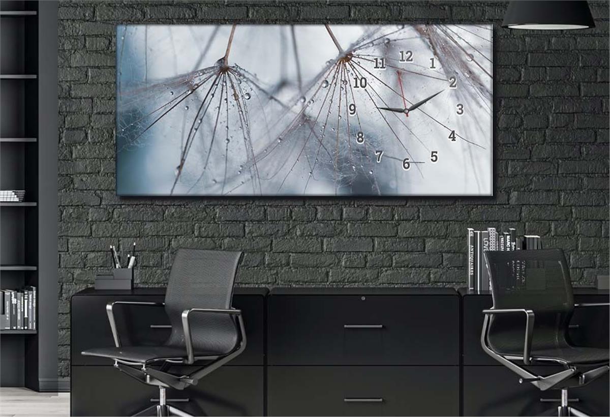 Horizontaal, Aan De Zijkant Voorzien Van Een Klok, Kunst en Natuur Thema Gehard Glasschilderij 117