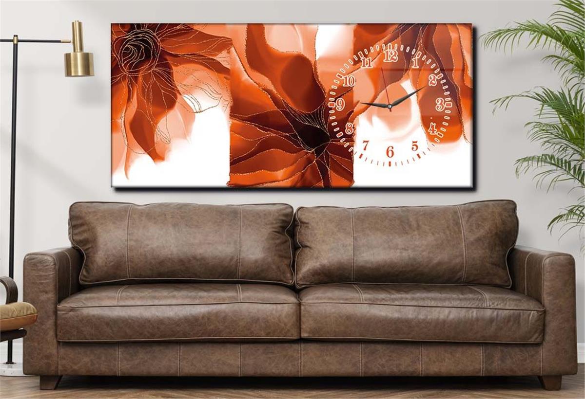 Side-Clock, Art And Nature-Themed Horizontal Glass Wall Painting 102