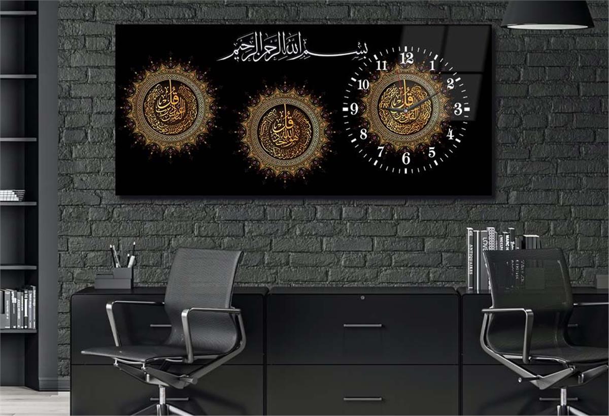 Side-Clock, Religious-Themed Horizontal Glass Wall Painting 054