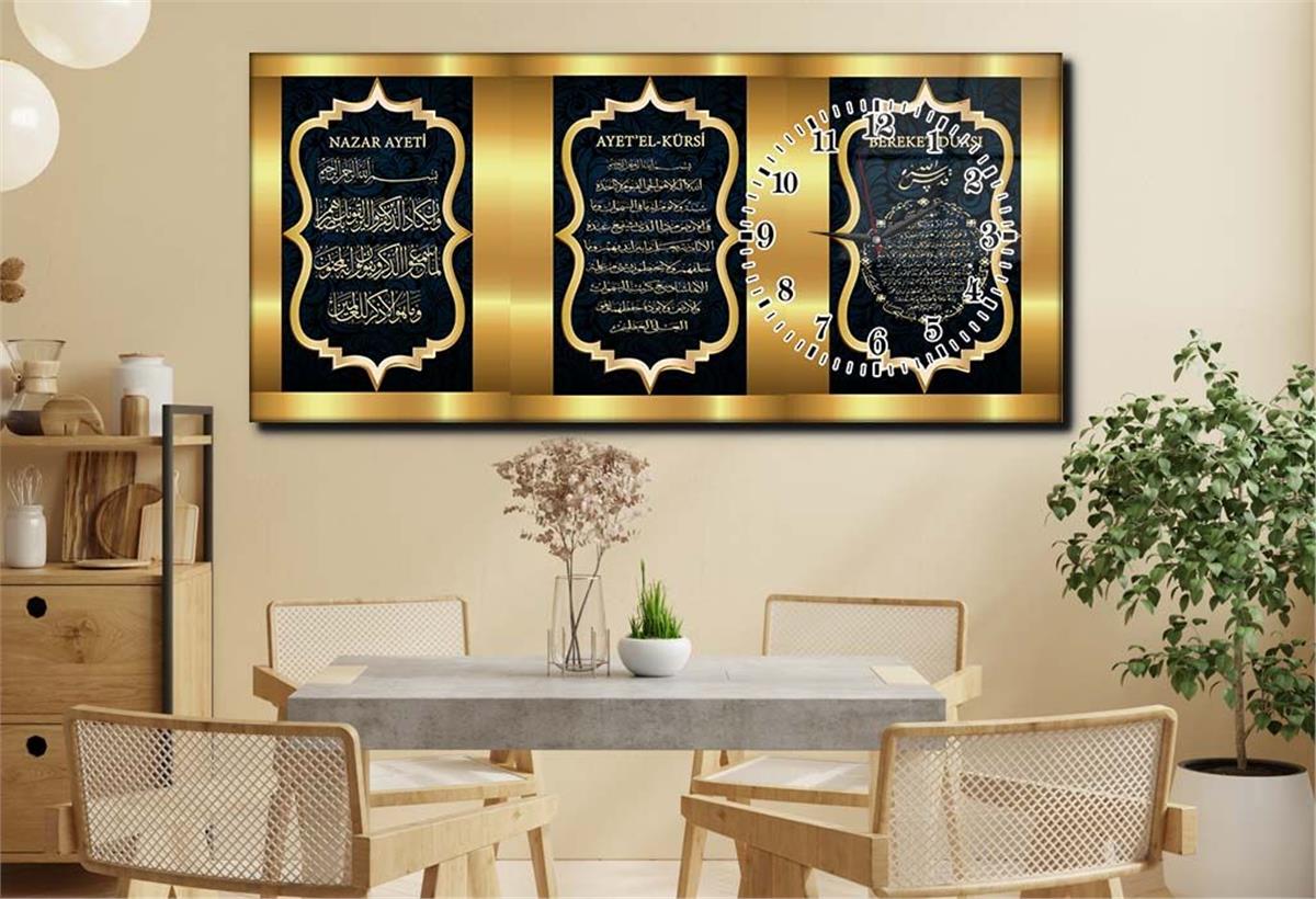 Side-Clock, Religious-Themed Horizontal Glass Wall Painting 042