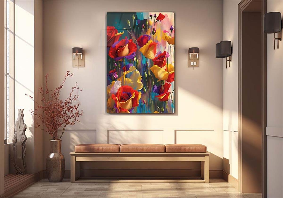 Dikey Sanat Temalı Cam Tablo 321