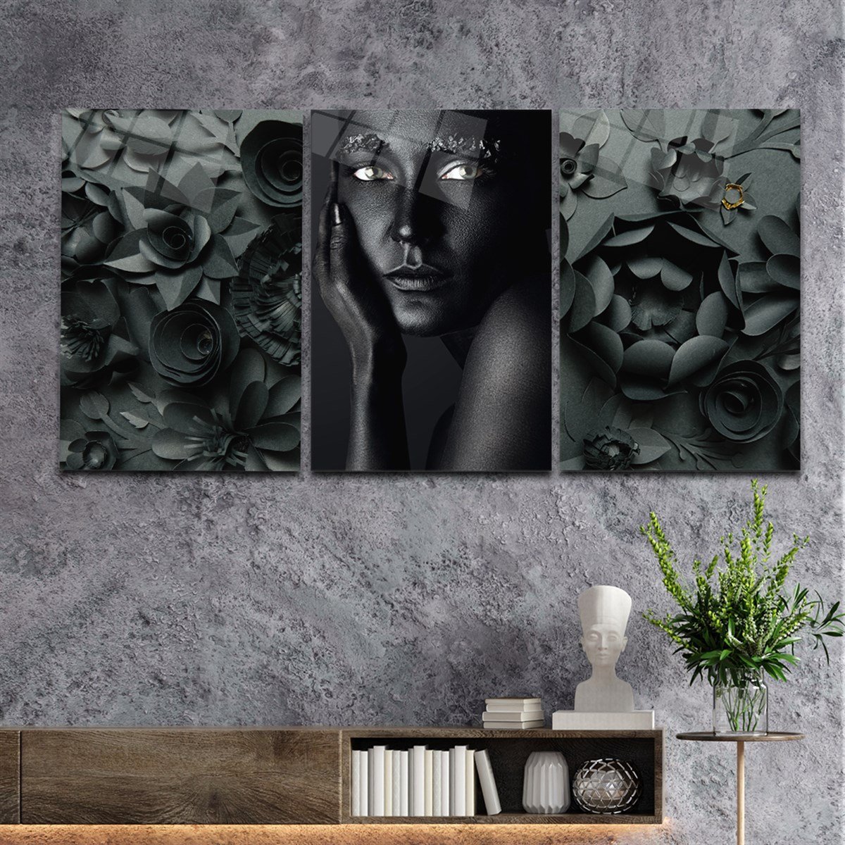 Getemt glasschilderij aan de muur kunstthema