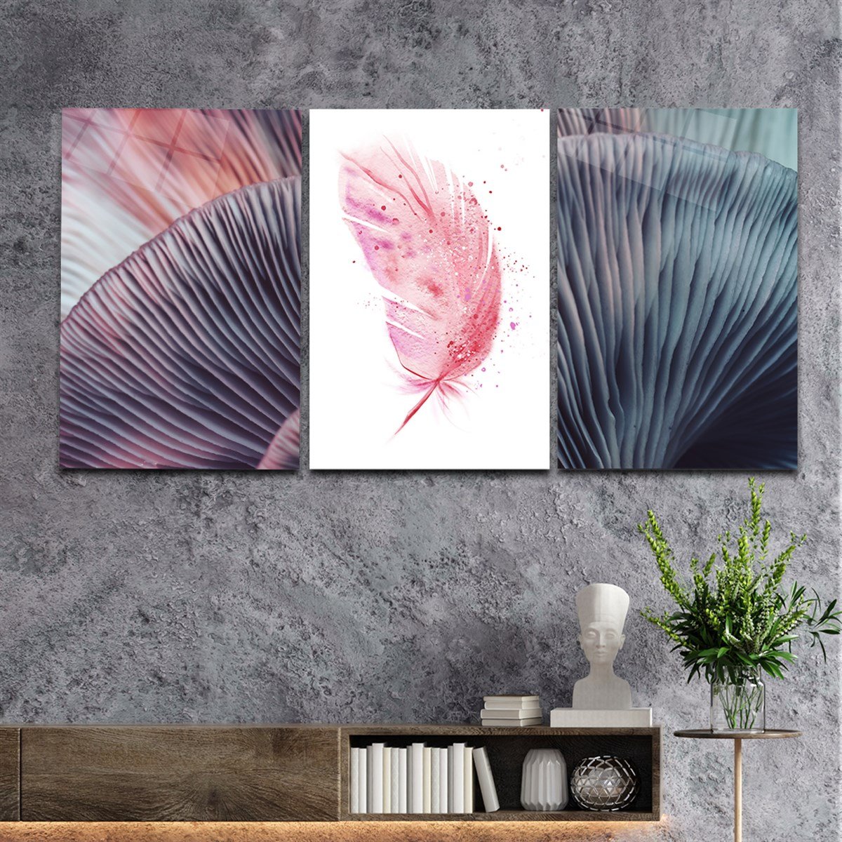 Getemt glasschilderij aan de muur kunstthema