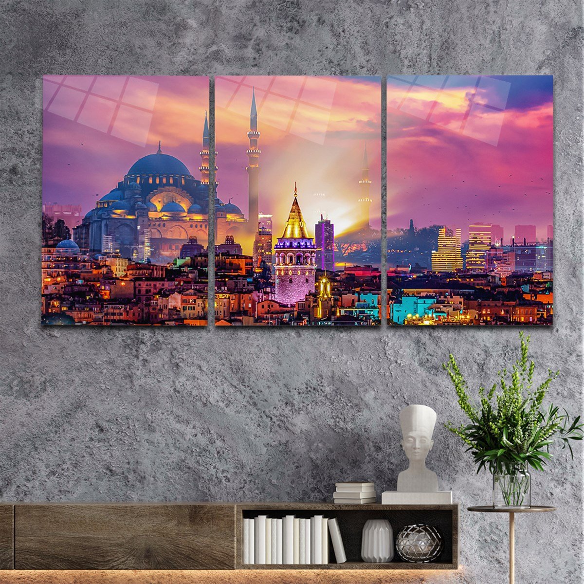 Getemt glasschilderij aan de muur kunstthema