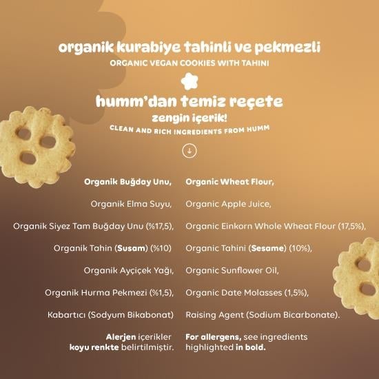 Organik Tahinli ve Pekmezli Vegan Kurabiye Atıştırmalık Paketi - 6 adet