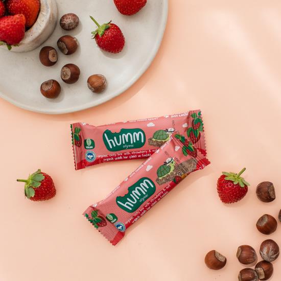 Organik Vegan Çilekli ve Fındıklı Yulaf Bar - 27g