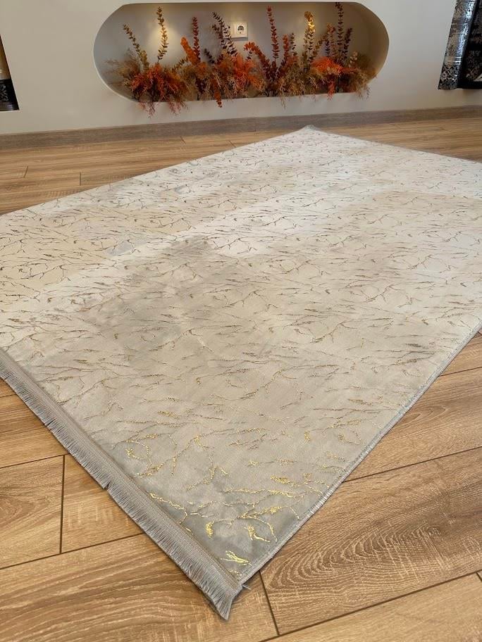 Yumuşak Yüzeyli Simli Bambu Antrasit İşlemeli  Renkli Puffy Peluş Halılar