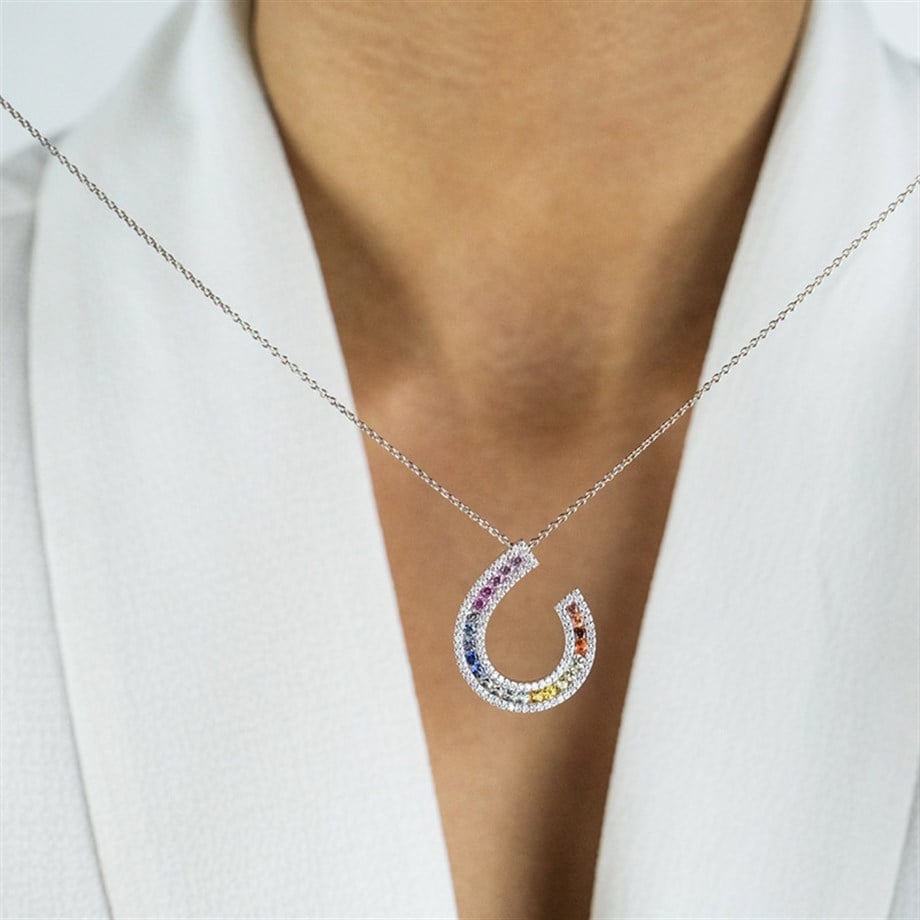 Pırlanta Rainbow Safir Kolye