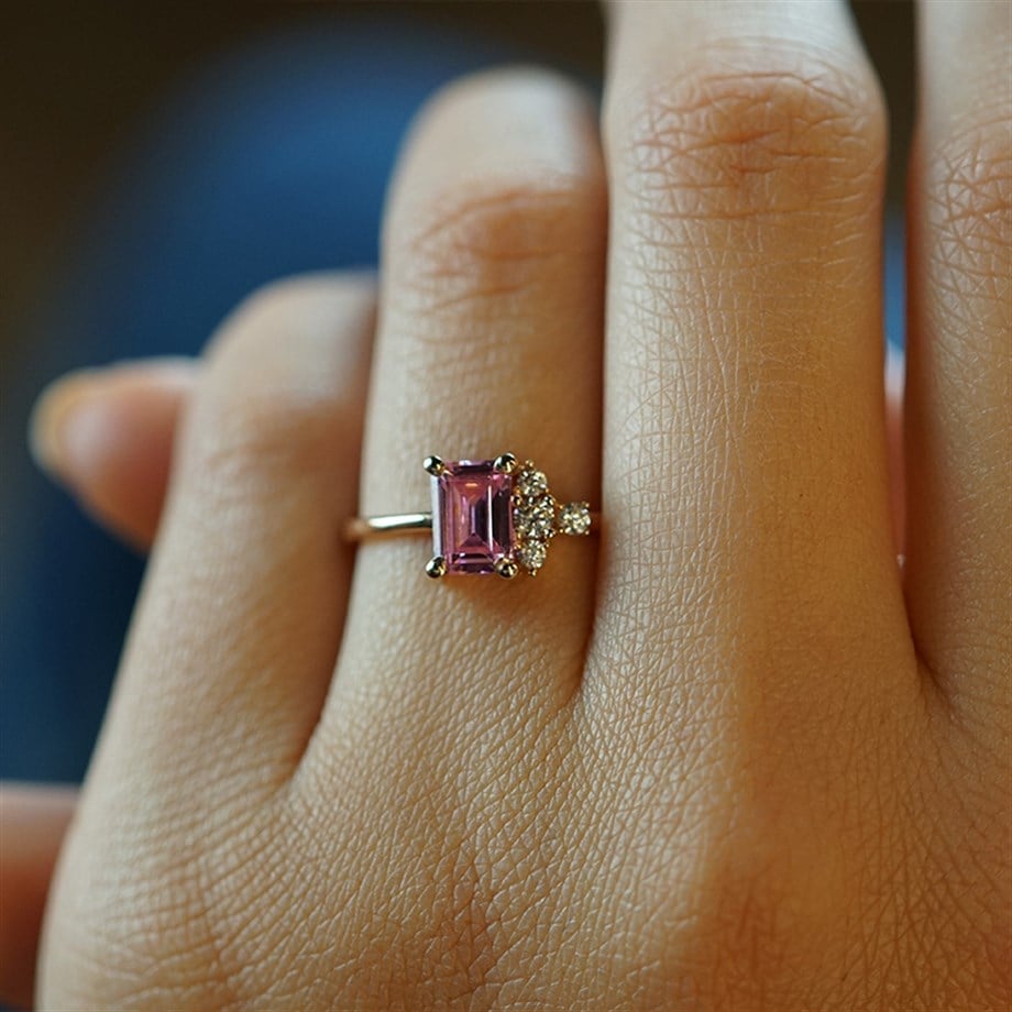Swarovski Taşlı Pembe Turmalin Yüzük