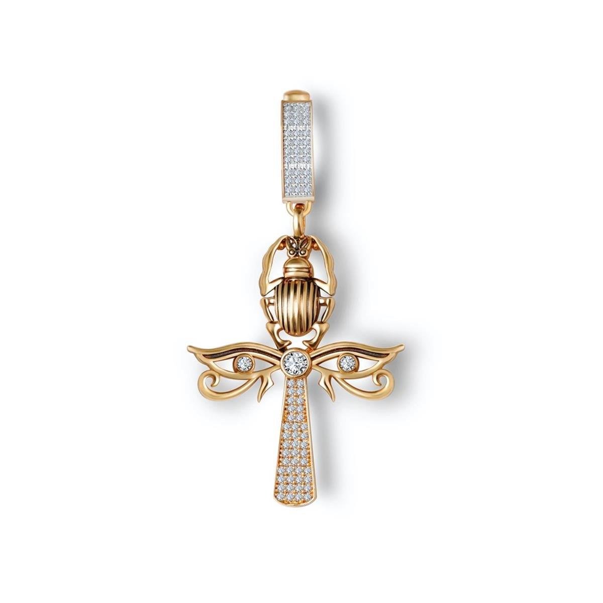 Taşlı Ankh Charm Kolye Ucu