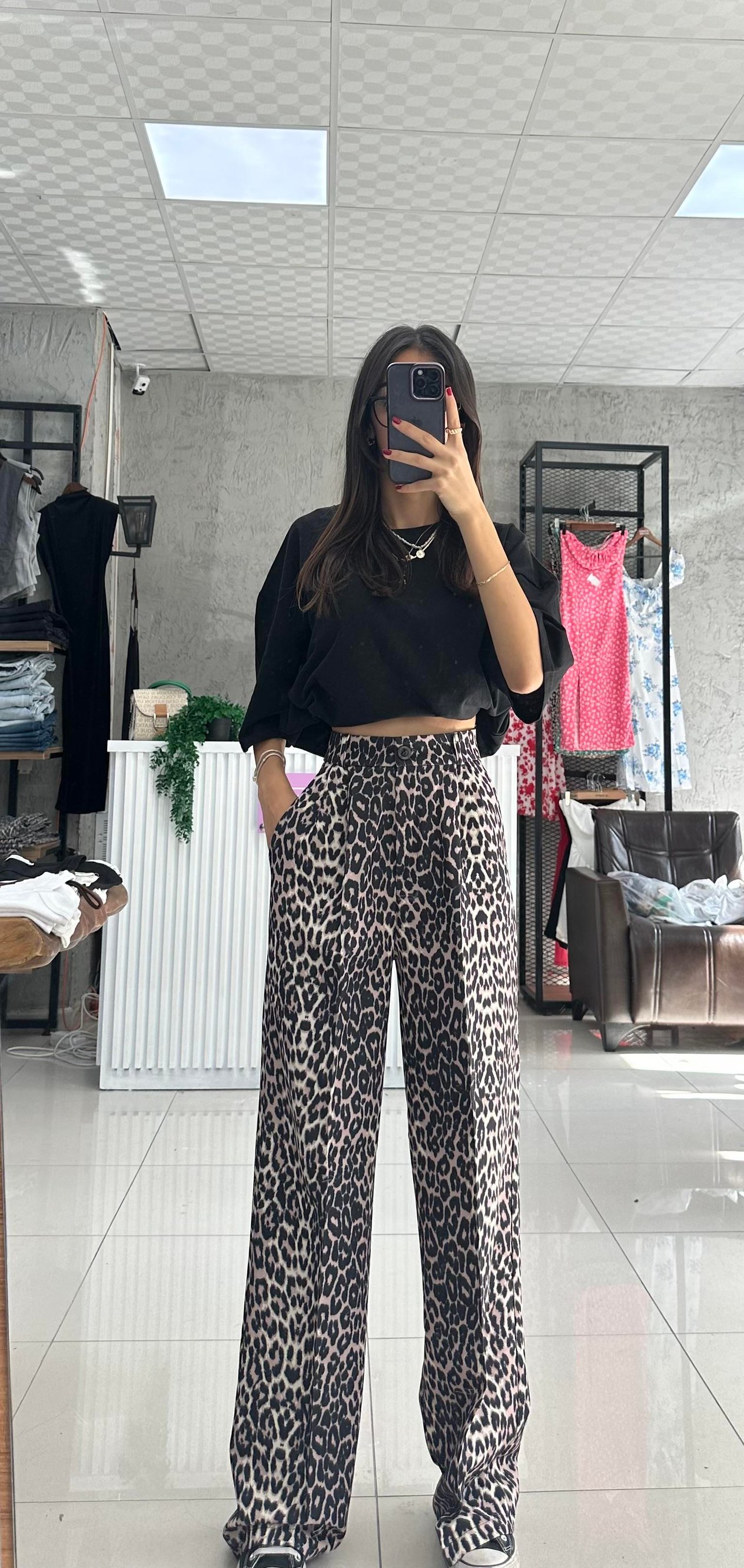 LEOPAR DESEN KUMAŞ PANTOLON