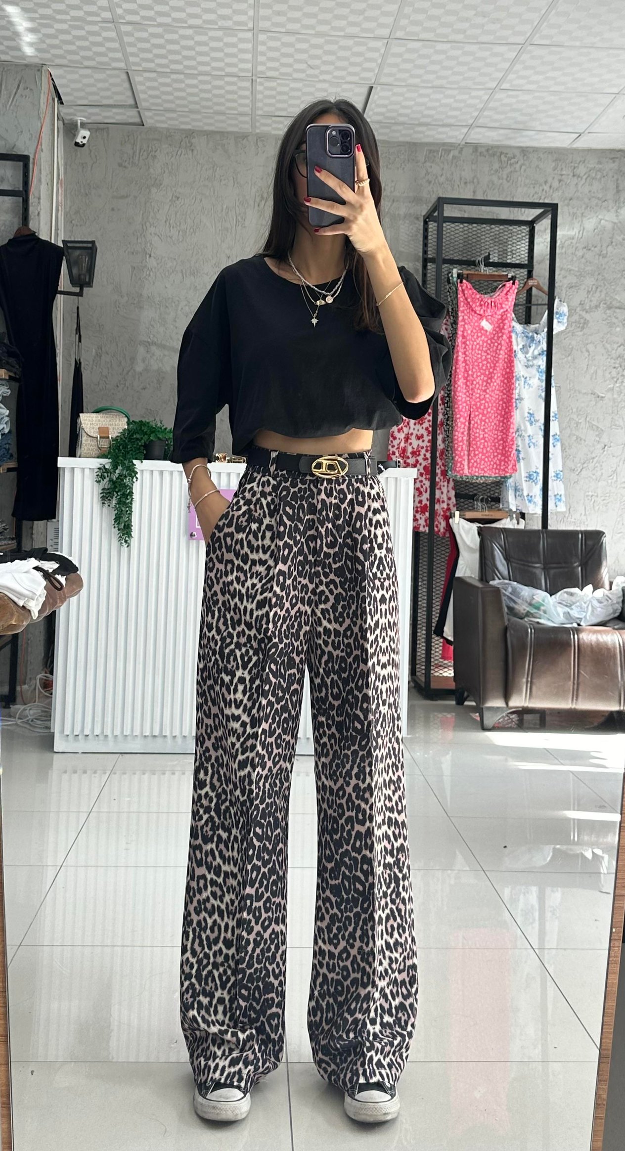 LEOPAR DESEN KUMAŞ PANTOLON