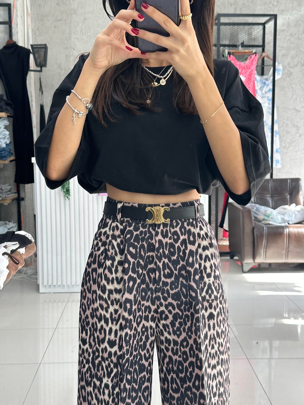 SILVER CELINE SİYAH KEMER 