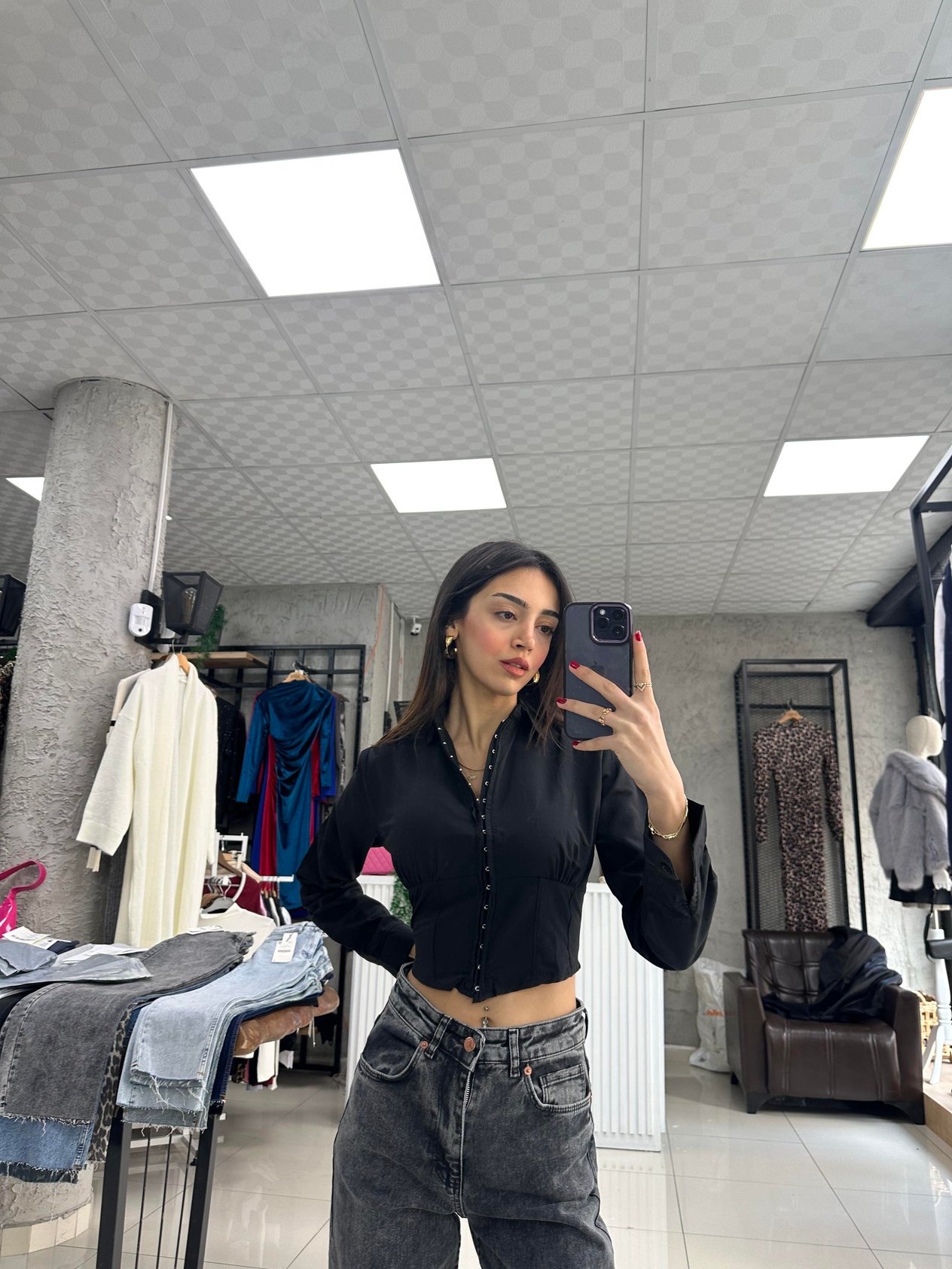SİYAH KORSELİ GÖMLEK