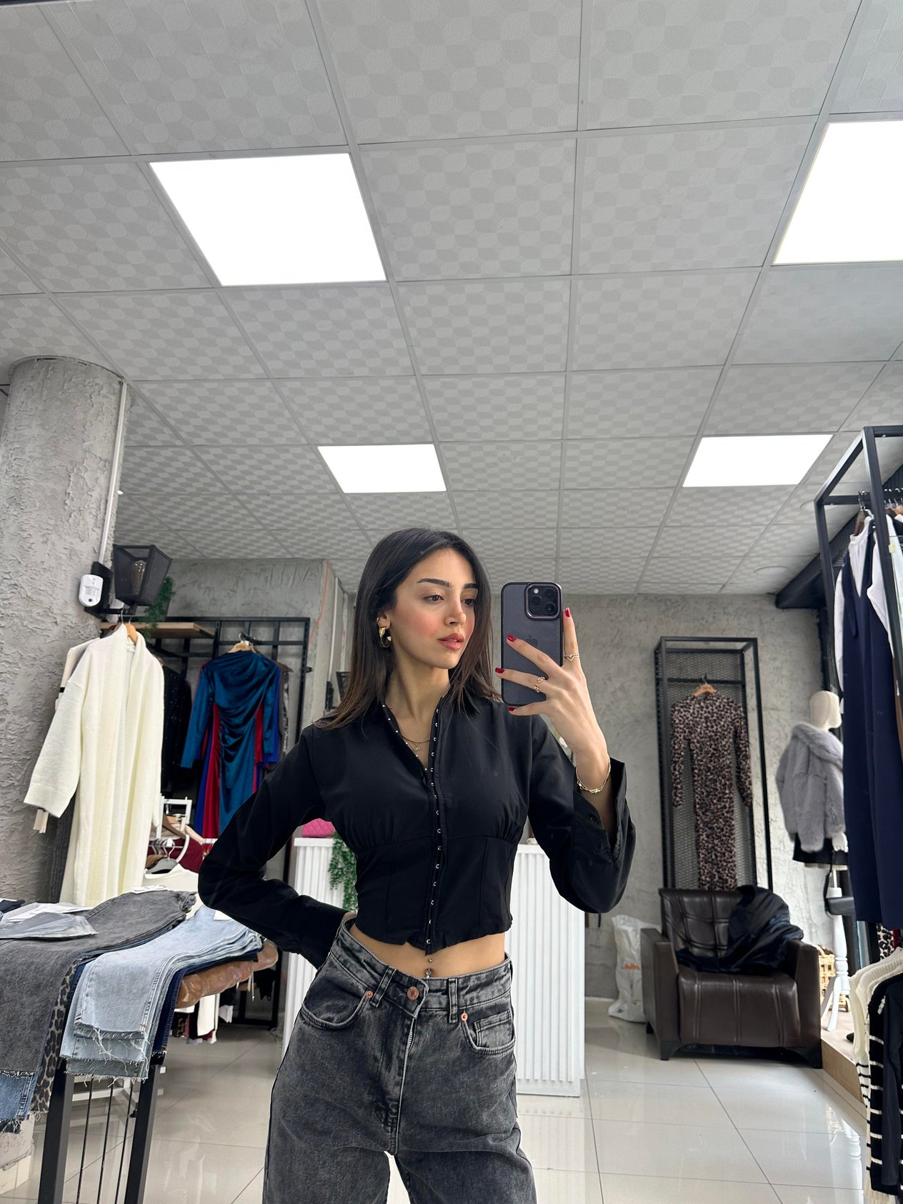 SİYAH KORSELİ GÖMLEK
