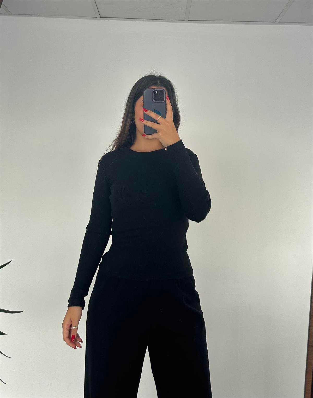 SİYAH UZUN KOLLU BODY