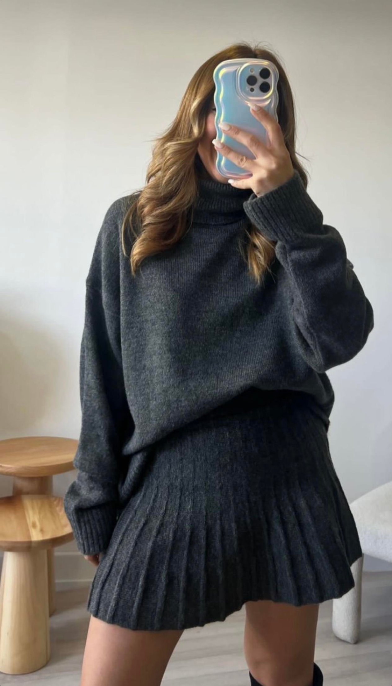 ZARA TRİKO ANTRASİT ETEK TAKIM