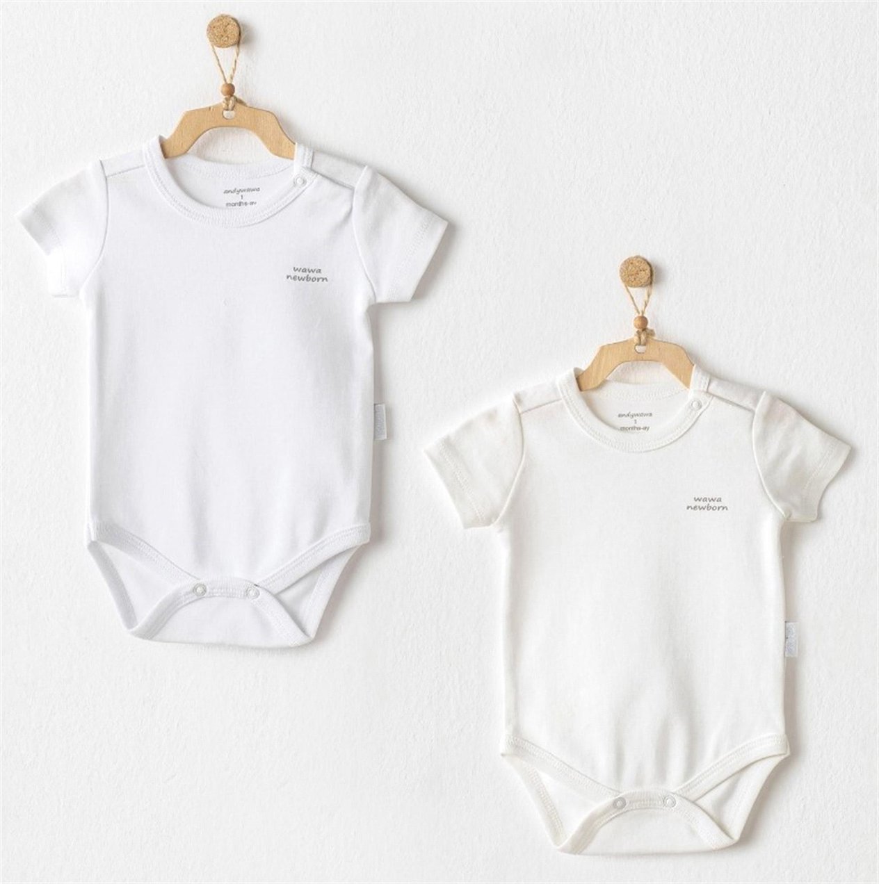 Andywawa Bebek Kısa Kol 2'li Çıtçıtlı Body Ekru AC23773